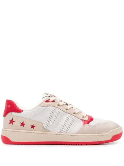 Sandro Leather Star Motif Trainers In Red