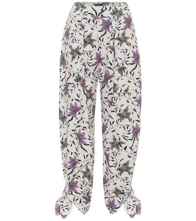 Isabel Marant Gubaia Floral-print Cropped Tapered Cotton Trousers In Beige