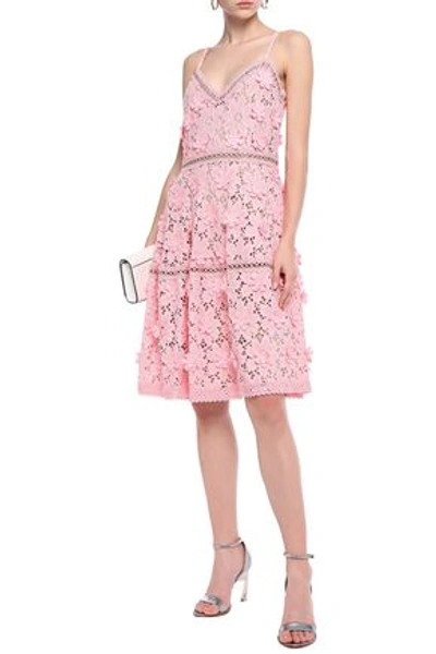 Michael Michael Kors Floral-appliquéd Corded Lace Dress In Baby Pink