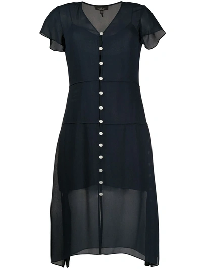 Rag & Bone Mccormick Button-detailed Chiffon Midi Dress In Blue