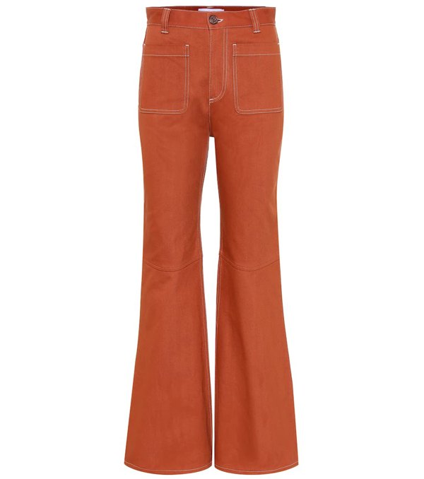 orange flare jeans