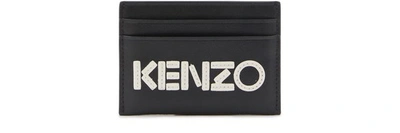 Kenzo Leather Card Holder In Nero