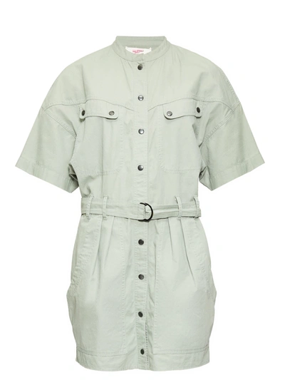 Isabel Marant Étoile Zolina Belted Cotton Shirt Dress In Verdigris