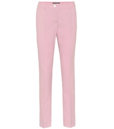 Dolce & Gabbana Mid-rise Wool-crêpe Pants In Pink