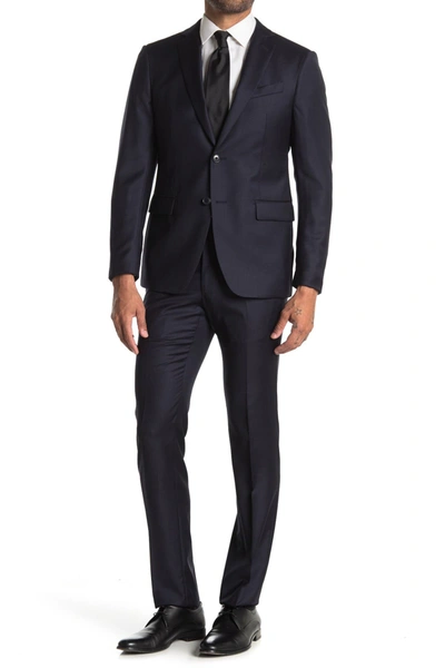 John Varvatos Navy Pinstripe Two Button Notch Lapel Wool Suit