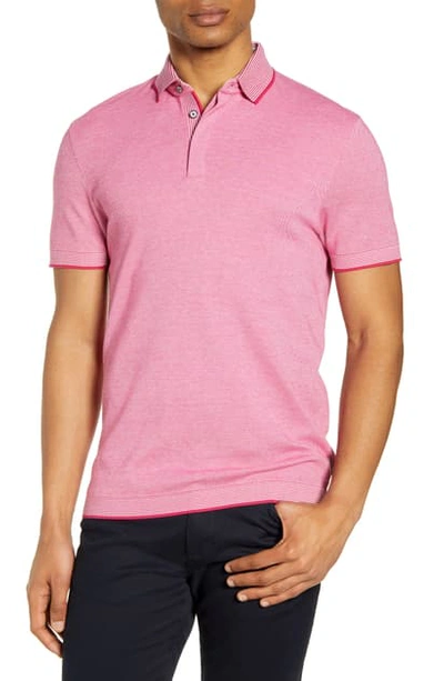 Ted Baker Mmb Lateone Ribstart Regular Fit Polo Shirt In Pink