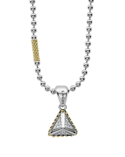 Lagos 18k Yellow Gold & Sterling Silver Diamond Pendant Necklace, 16-18 In White/silver