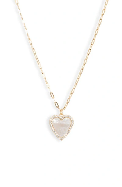 Argento Vivo Mother Of Pearl Heart Pendant Necklace In 18k Gold-plated Sterling Silver, 16