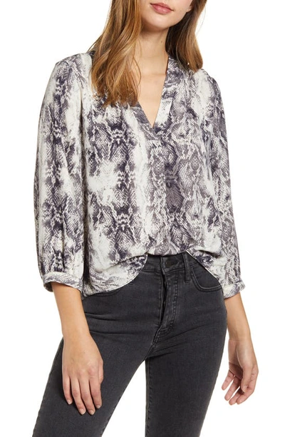 Vince Camuto Snake Print Rumple Blouse In Rich Black