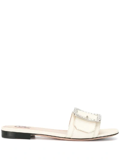 Bally Crystal Embellished Buckled Sandals In White