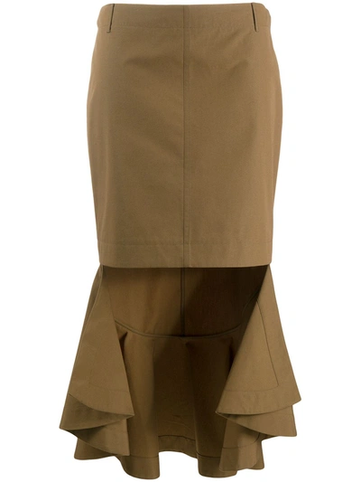 Givenchy Asymmetrical Skirt With Ruffle In Brown