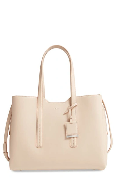 Hugo Boss Taylor Leather Tote In Light Beige