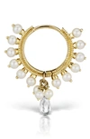 Maria Tash 18k Yellow Gold Coronet Diamond And Pearl Hoop Earring