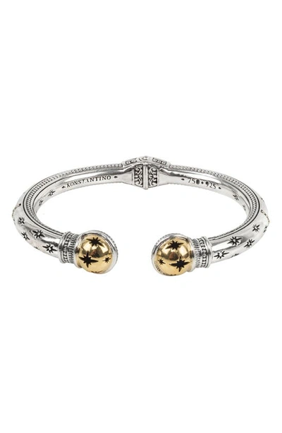 Konstantino Astria Starburst Sterling Silver Cuff Bracelet In Gold
