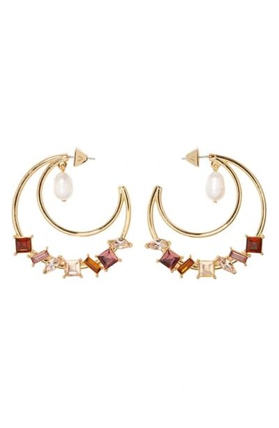 Vince Camuto Hoop Earrings In Gold/pink Multi/ivory Pearl