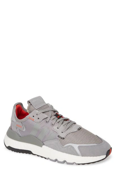 Adidas Originals Grey Nite Jogger Suede & Nylon Sneaker In Grey/ Grey/ White