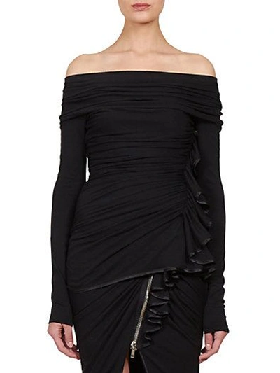 Givenchy Jersey Off-shoulder Ruffle Top In Black | ModeSens