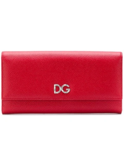 Dolce & Gabbana Red Leather Continental Wallet In Red