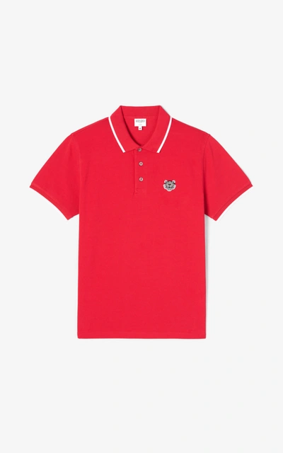 Kenzo Tiger Crest Fit Polo Shirt In Red