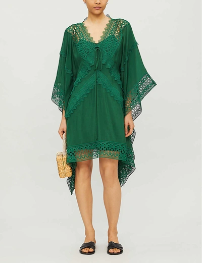 Self-portrait Green Fabric Oversized Kaftan Dress