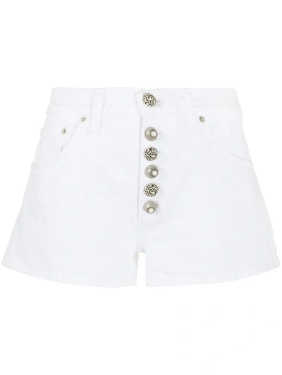 Dondup White Cotton Denim Shorts