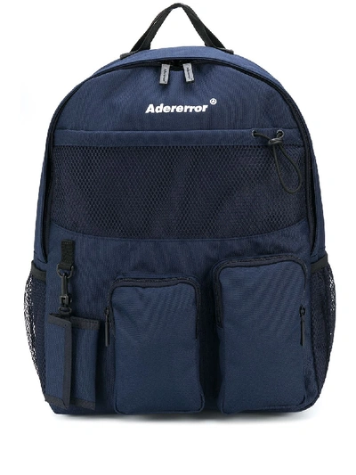 Ader Error Multi Pockets Backpack In Navy Blue
