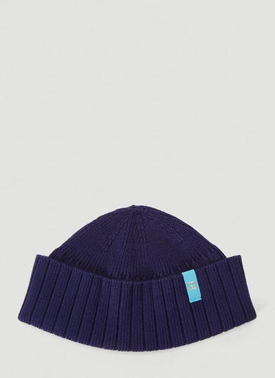 Gucci Fine-knit Beanie Hat In Blue