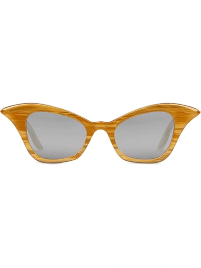 Gucci 猫眼框太阳眼镜 In Yellow