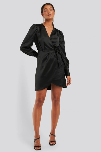 Na-kd Wrap Satin Dress - Black