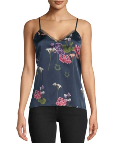 Nicole Miller Lilypad Printed Camisole In Navy