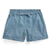 Polo Ralph Lauren Kids' Big Girls Cotton Chambray Camp Shorts In Indigo