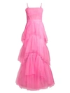 Bcbgmaxazria Women's Layered Tulle & Mesh Sleeveless Corset Gown In Flamingo Pink