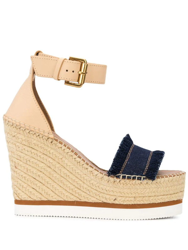 denim espadrille wedge sandals