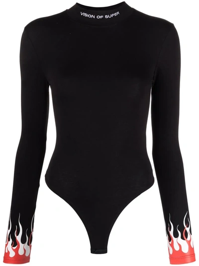 Vision Of Super Black Bodycon With Double Red And White Flame
