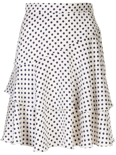 Alexa Chung Aerial Dot Ruffled Skirt In White