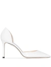 Jimmy Choo White Esther 85 Mock Croc Leather Pumps
