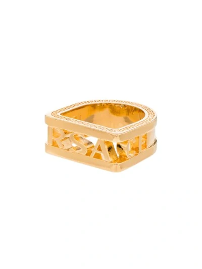 Versace Gold Tone Logo Ring