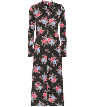 Erdem Nolene Floral Print Midi Dress In Black