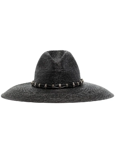 Saint Laurent Large Straw Hat In Black