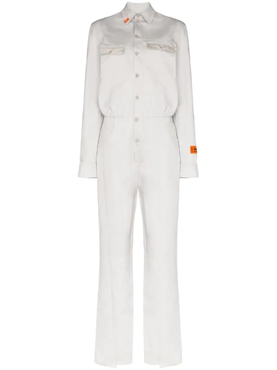 Heron Preston Logo Print Cotton Jumpsuit In Grey