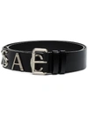 Versace Black Logo Plaque Leather Belt