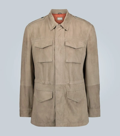 Brunello Cucinelli Men's Suede 4-pocket Safari Jacket In Brown