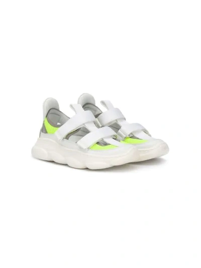 Am66 Kids' Double Strap Sneakers In White