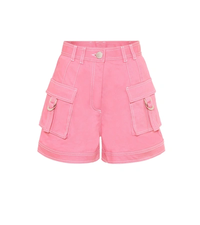 Balmain High-rise Denim Shorts In Pink