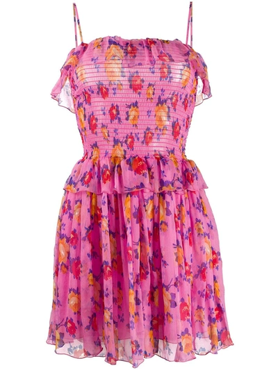 Msgm Floral Print Dress In Pink