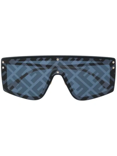 Fendi Ff Printed Lens Mask Sunglasses In Blue