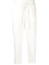 Thom Krom Cropped Side Stripe Trousers In White
