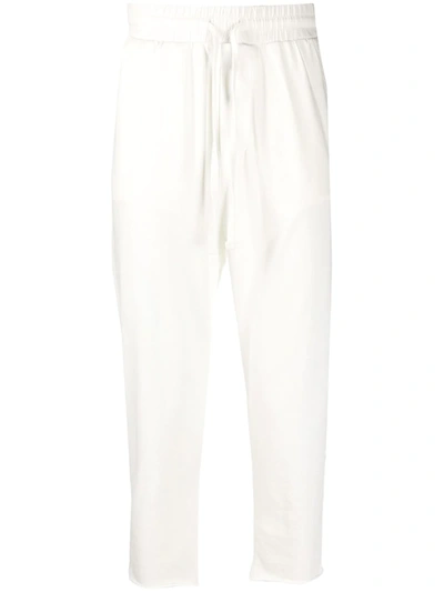 Thom Krom Cropped Side Stripe Trousers In White