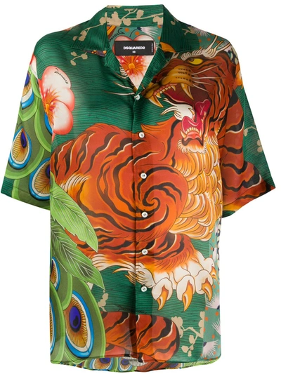 Dsquared2 Jungle Tiger Print Shirt In Multicolour