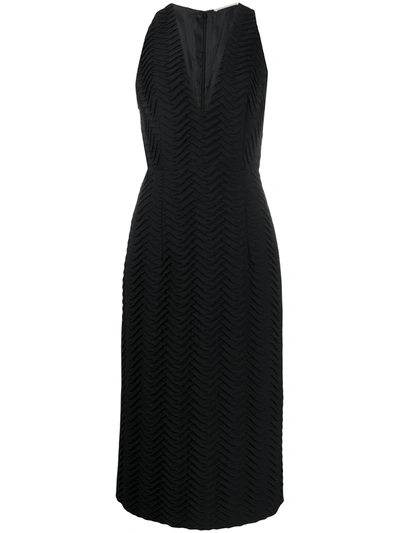 Marco De Vincenzo Embroidered Sleeveless Midi Dress In Black